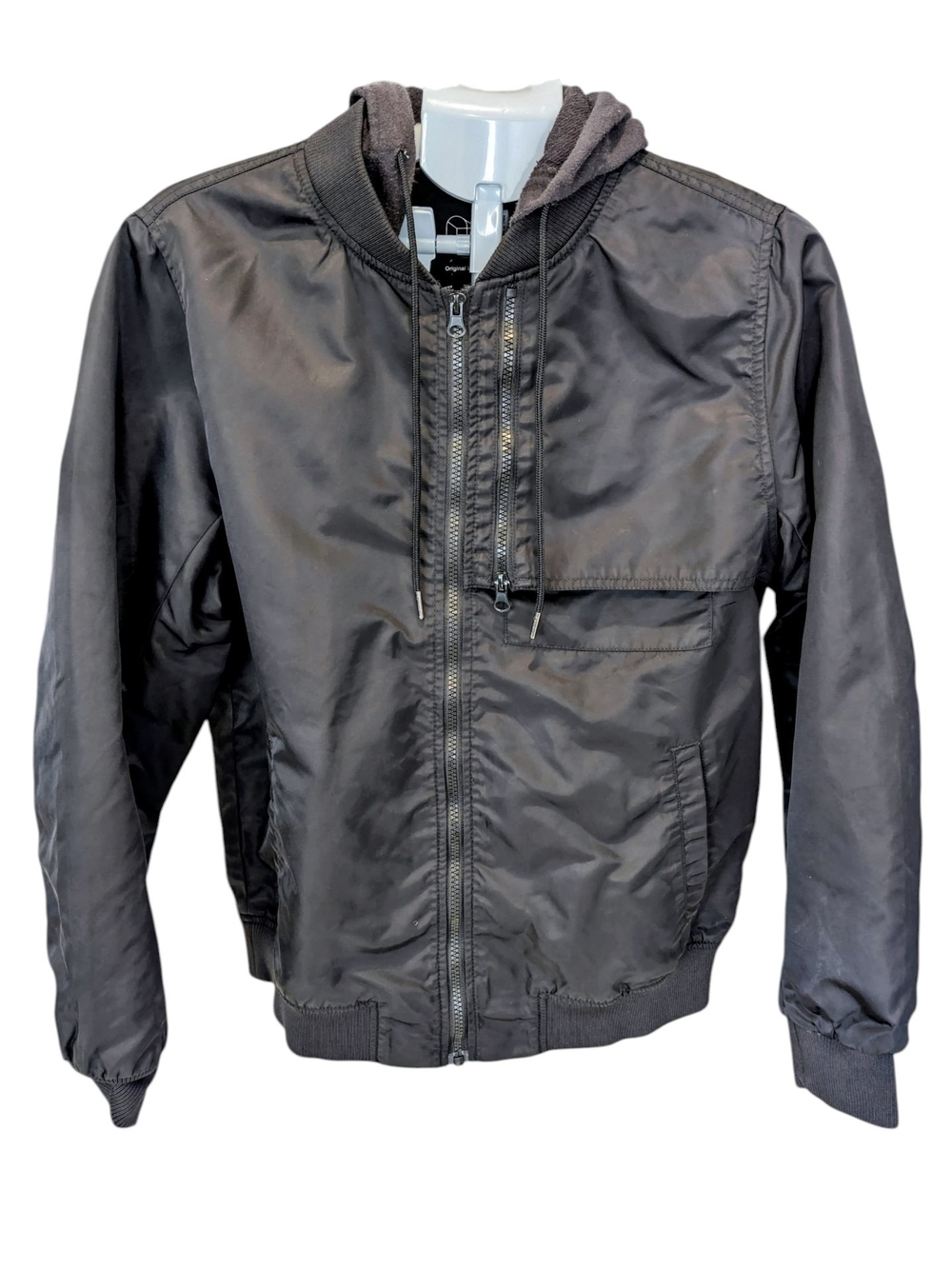 Original Use Black Hooded Bomber Jacket